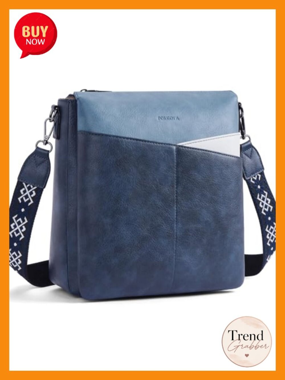 PU Leather Crossbody Bag Medium Dual Compartment Shoulder Purse